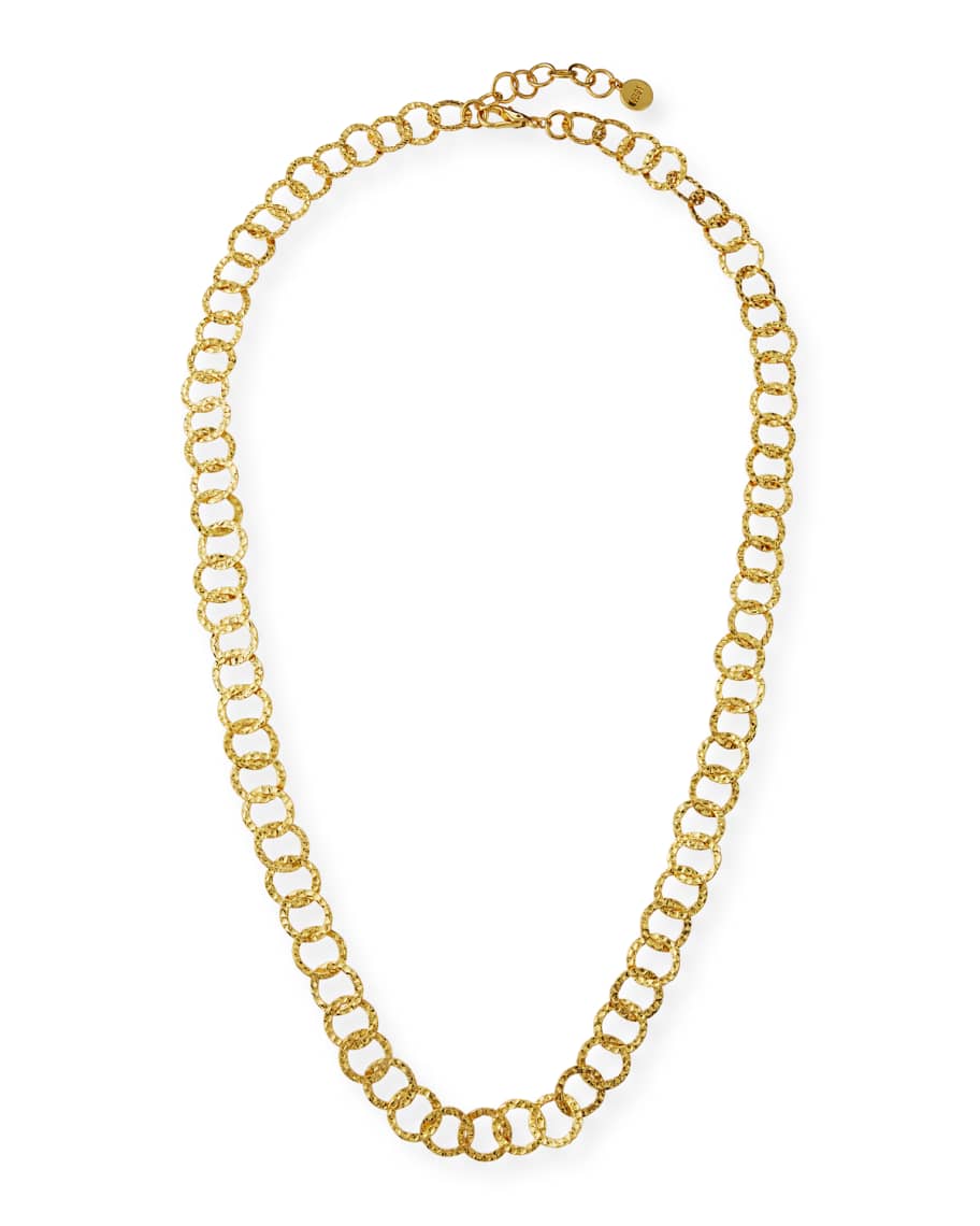 NEST Jewelry Long Hammered Circle-Chain Necklace | Neiman Marcus