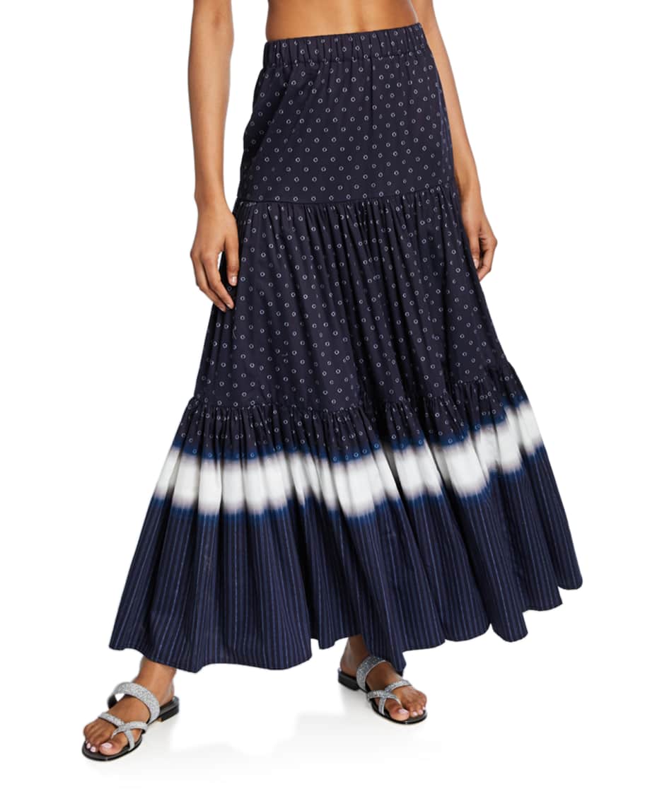 Tory burch striped tiered maxi skirt top