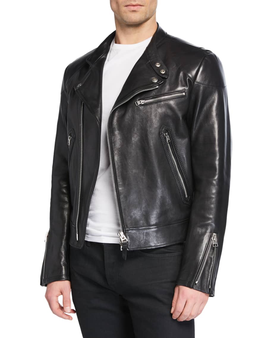 TOM FORD Men's Short Leather Biker Jacket | Neiman Marcus