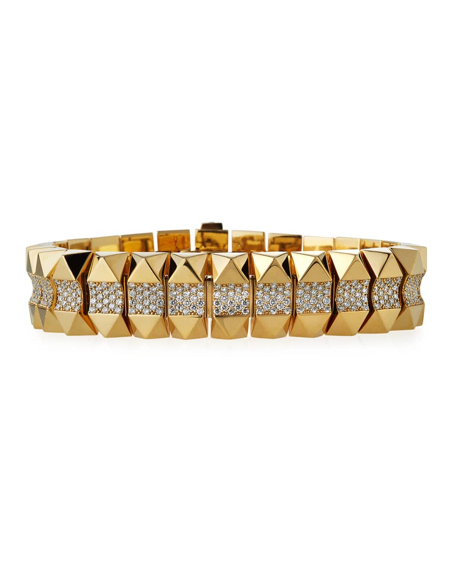 Roberto Coin 18k Gold Rock & Diamond Bracelet - Thin | Neiman Marcus