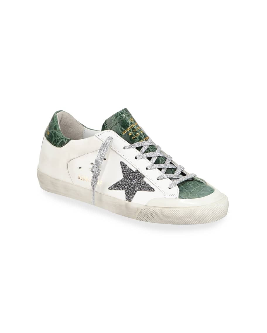 Golden Goose Superstar Crystal Crocodile Low-Top Sneakers | Neiman Marcus