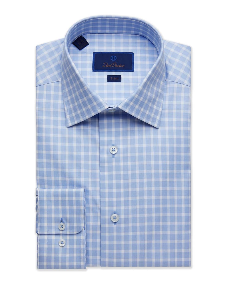 David Donahue Men's Trim-Fit Tonal Gingham Dress Shirt | Neiman Marcus