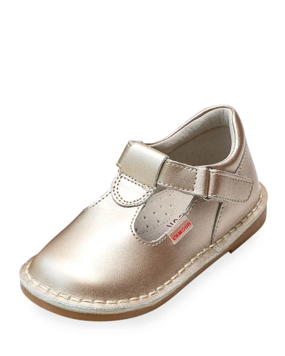 L'Amour Shoes Alexis Metallic Leather T-Strap Mary Jane, Baby/Toddler ...