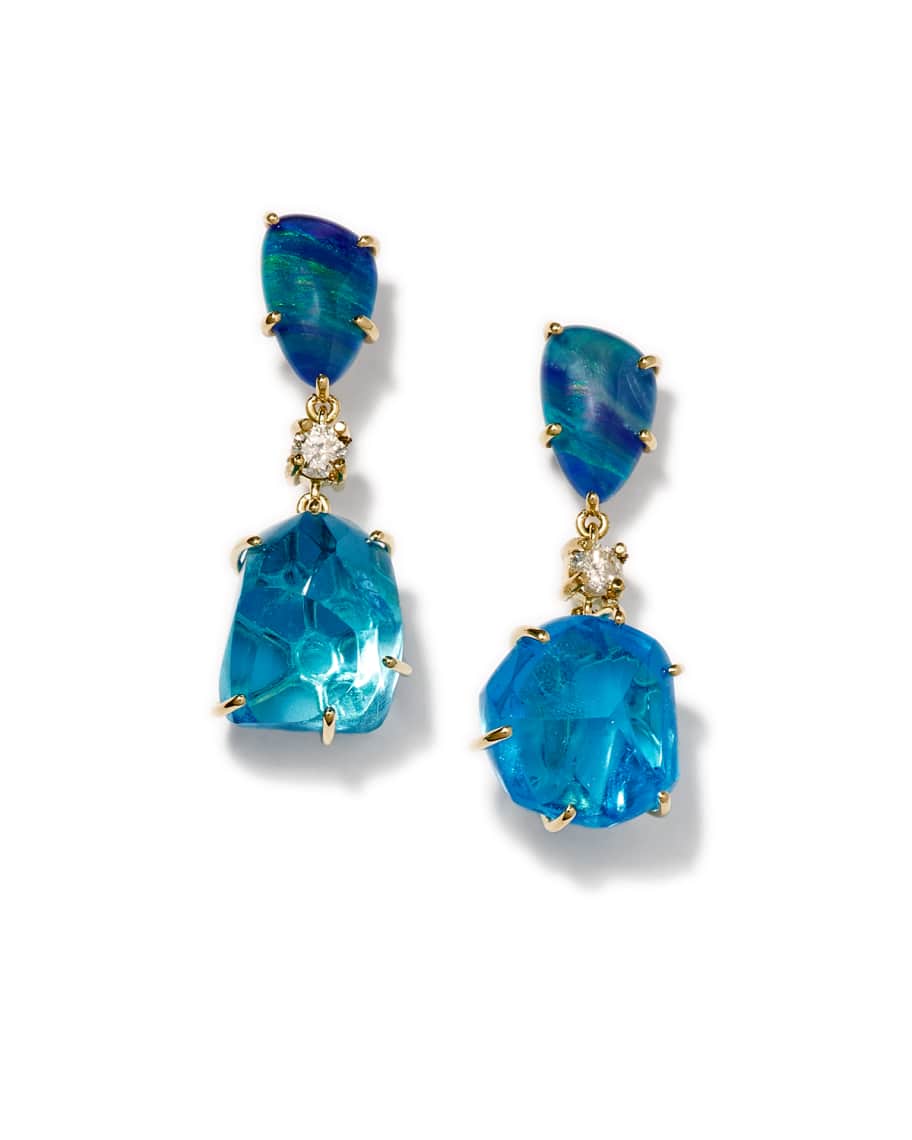 Jan Leslie 18K Bespoke One-of-a-Kind Luxury 2-Tier Earring with Opal ...