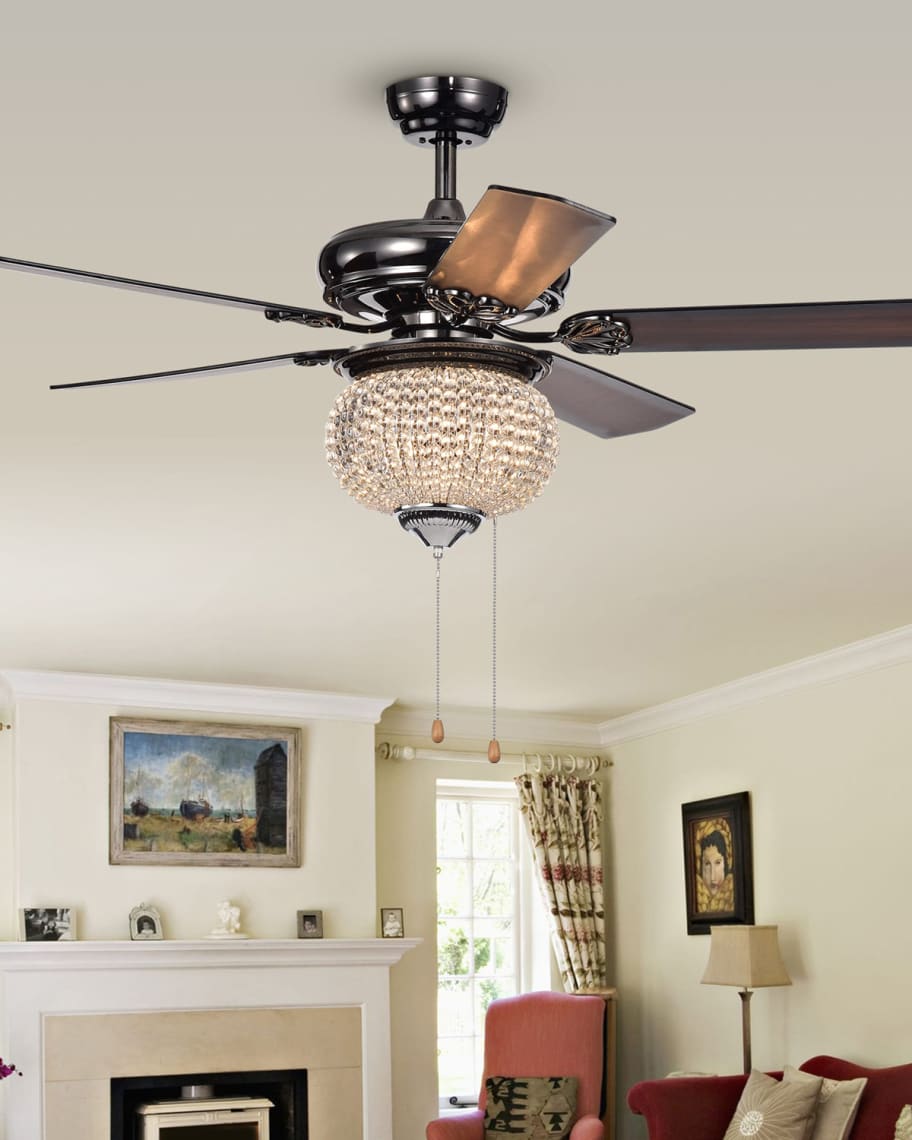 Home Accessories Two-Tier Prismatic Crystal Chandelier Ceiling Fan