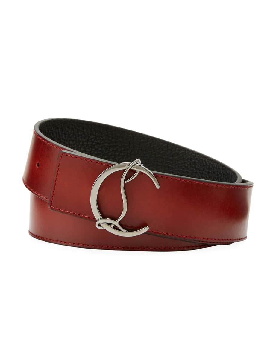 Christian Louboutin Men's Reversible CL Logo Leather Belt | Neiman Marcus