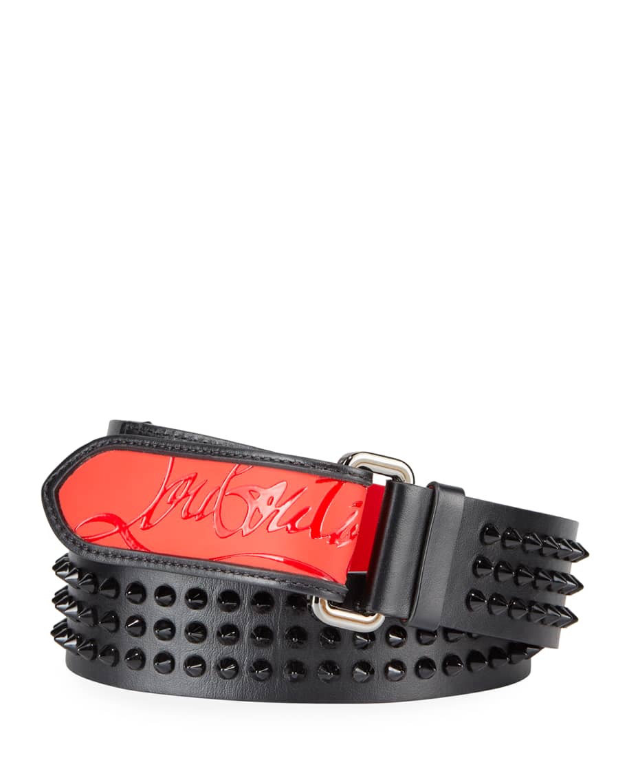 Christian Louboutin Men s Loubi Signature Tonal Spike Leather Belt Neiman Marcus