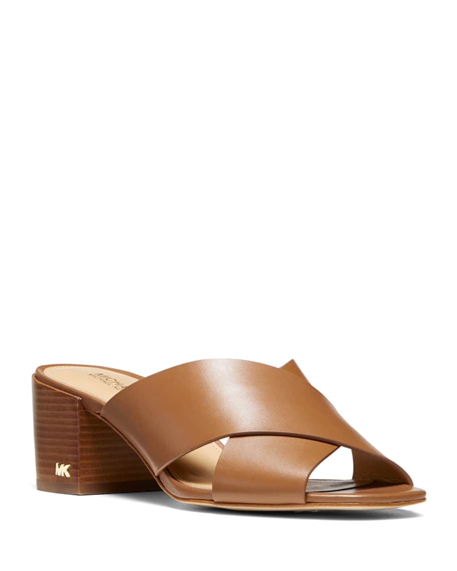 MICHAEL Michael Kors Abbott Leather Crisscross Slide Sandals | Neiman ...