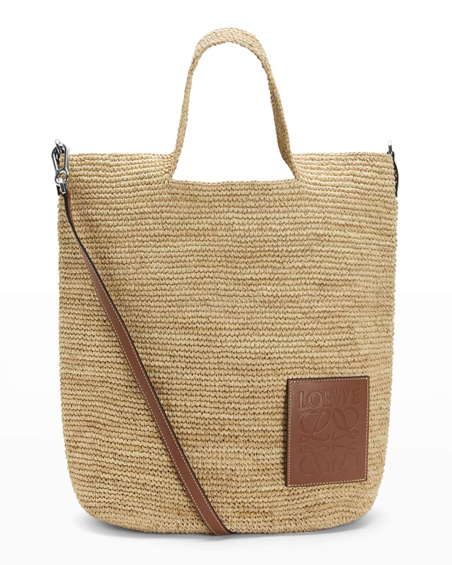 Loewe x Paula's Ibiza Slit Raffia and Calf Shoulder Bag | Neiman 