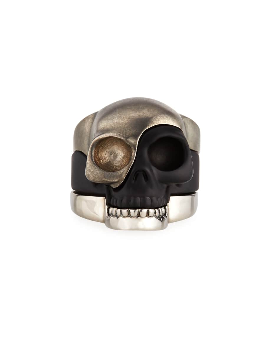 Men s Tri Tone Divided Skull Ring