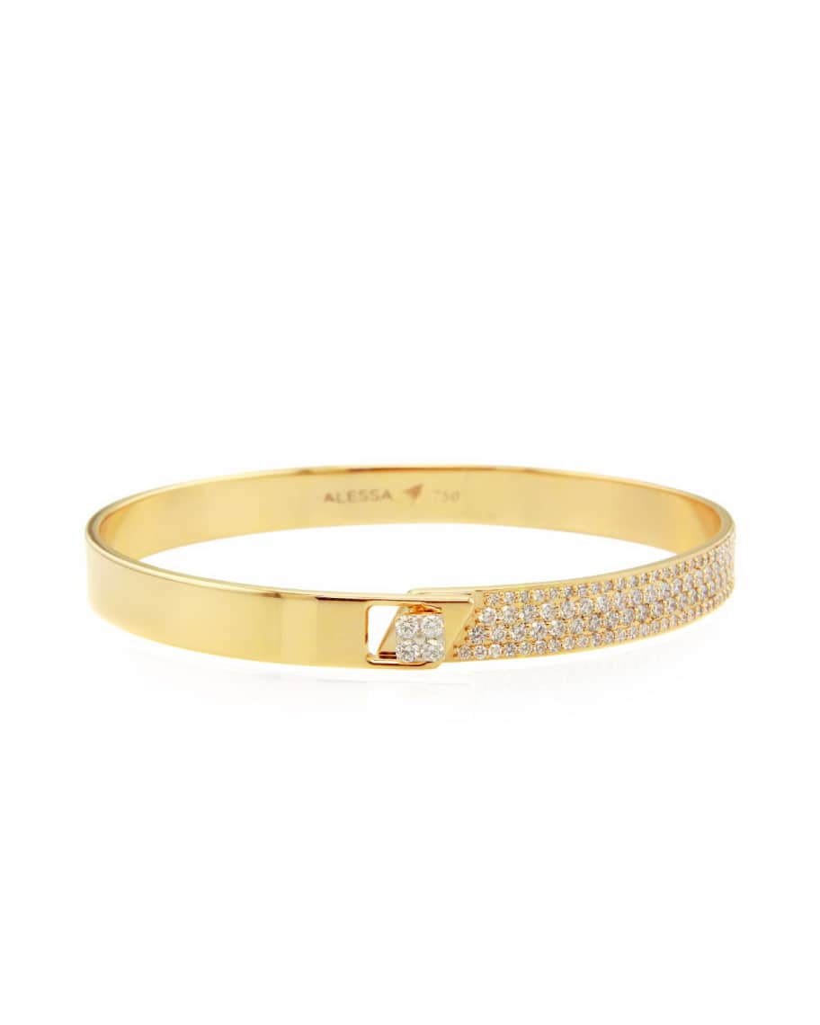 Alessa Jewelry Spectrum 18k Yellow Gold Bangle w/ Diamonds, Size 16 ...