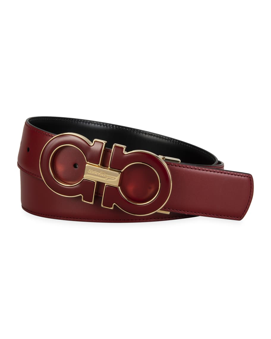 SALVATORE FERRAGAMO - Red & Gold Oversized Leather Gancini Belt - 40W –  Luxe Hanger