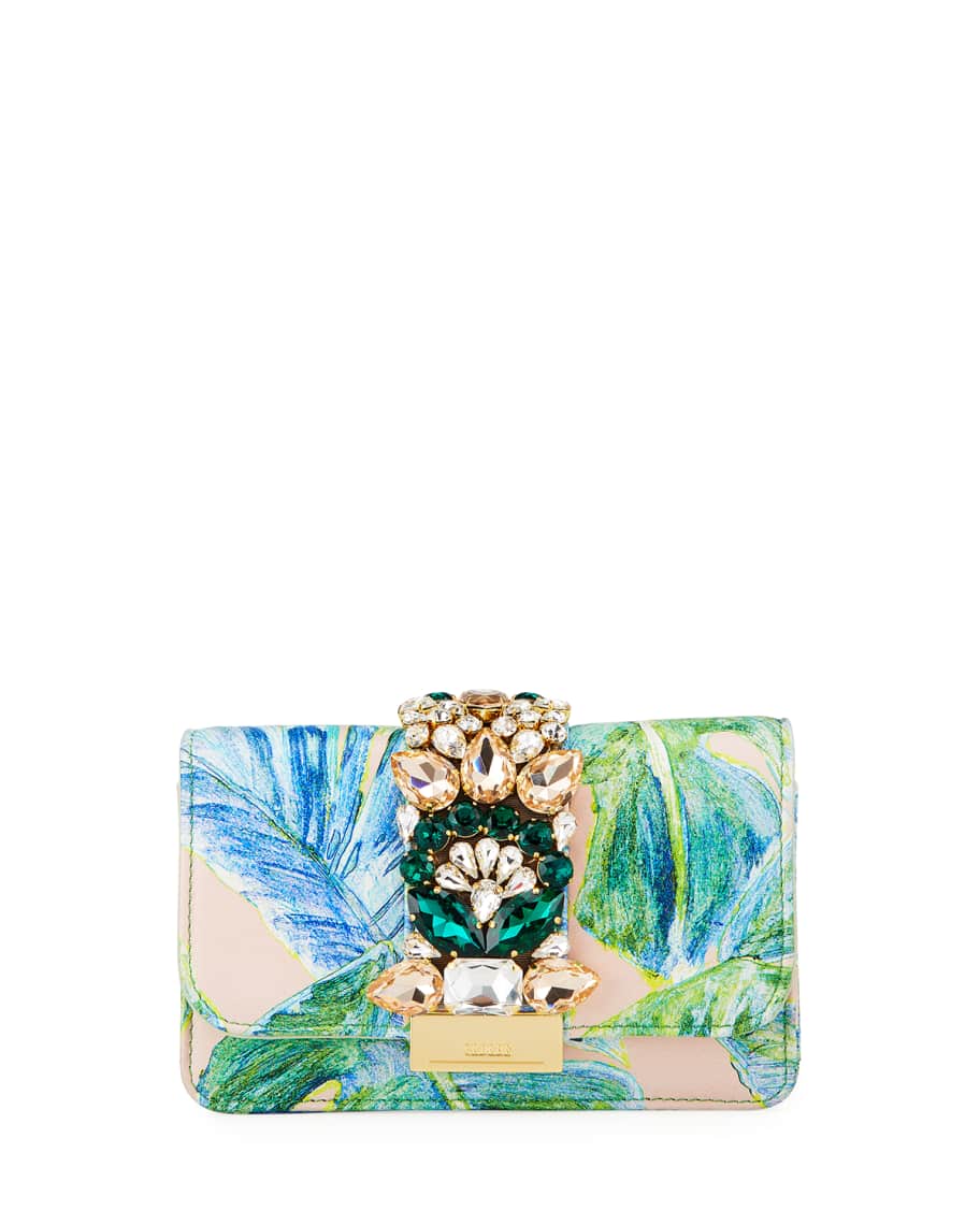 Gedebe Cliky Mini Jeweled Leather Clutch Bag | Neiman Marcus