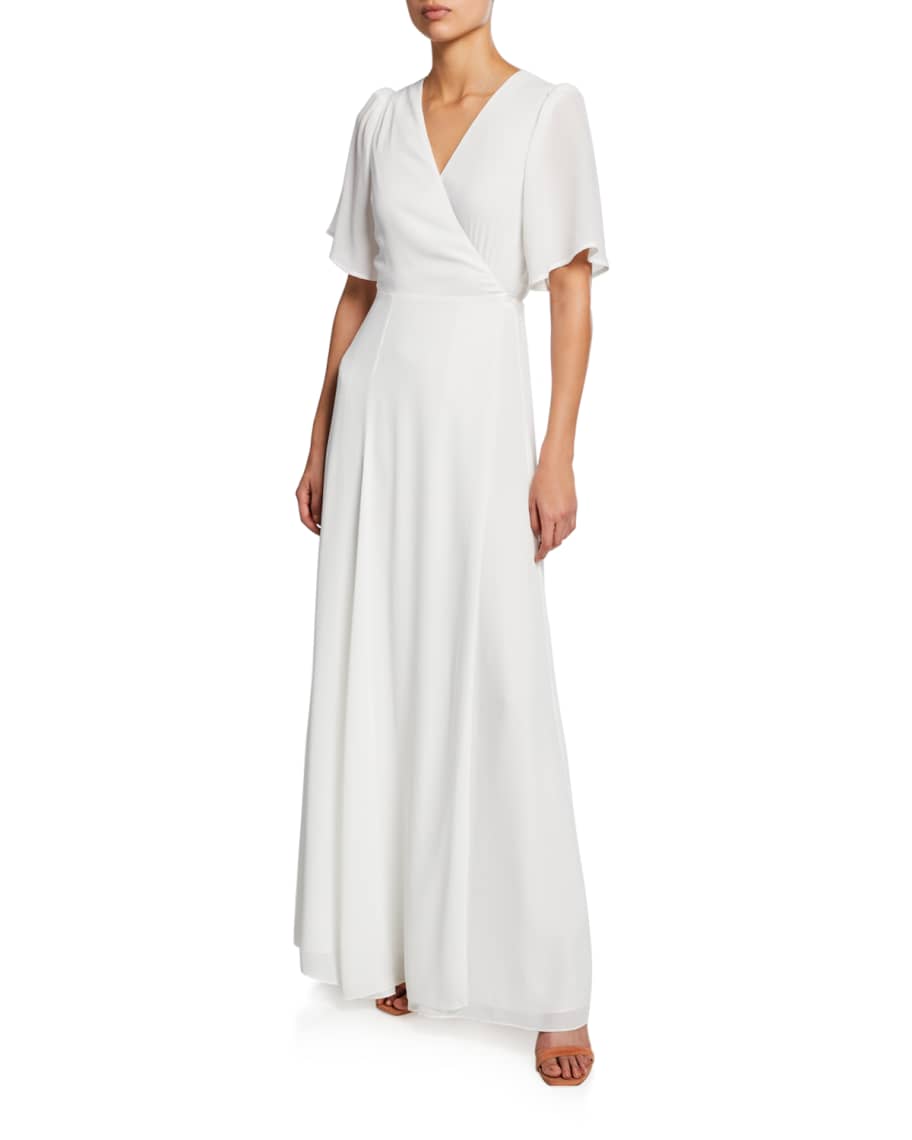 WAYF The Aurelia Short-Sleeve Wrap Gown ...