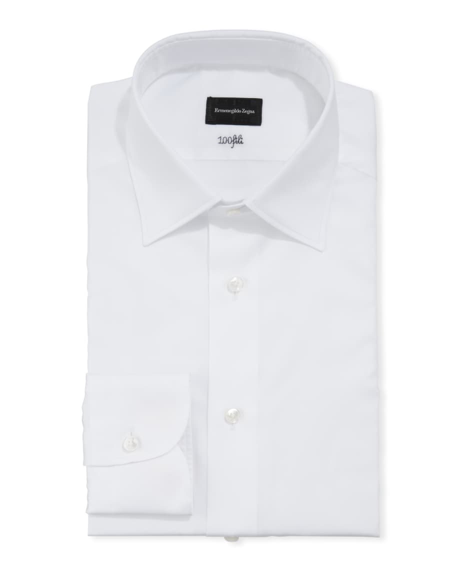 ZEGNA Men's Solid Cento Fili Cotton Regular-Fit Dress Shirt | Neiman Marcus