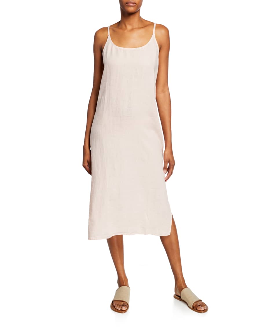 Eileen Fisher Scoop-Neck Organic Handkerchief Linen Slip Dress | Neiman ...