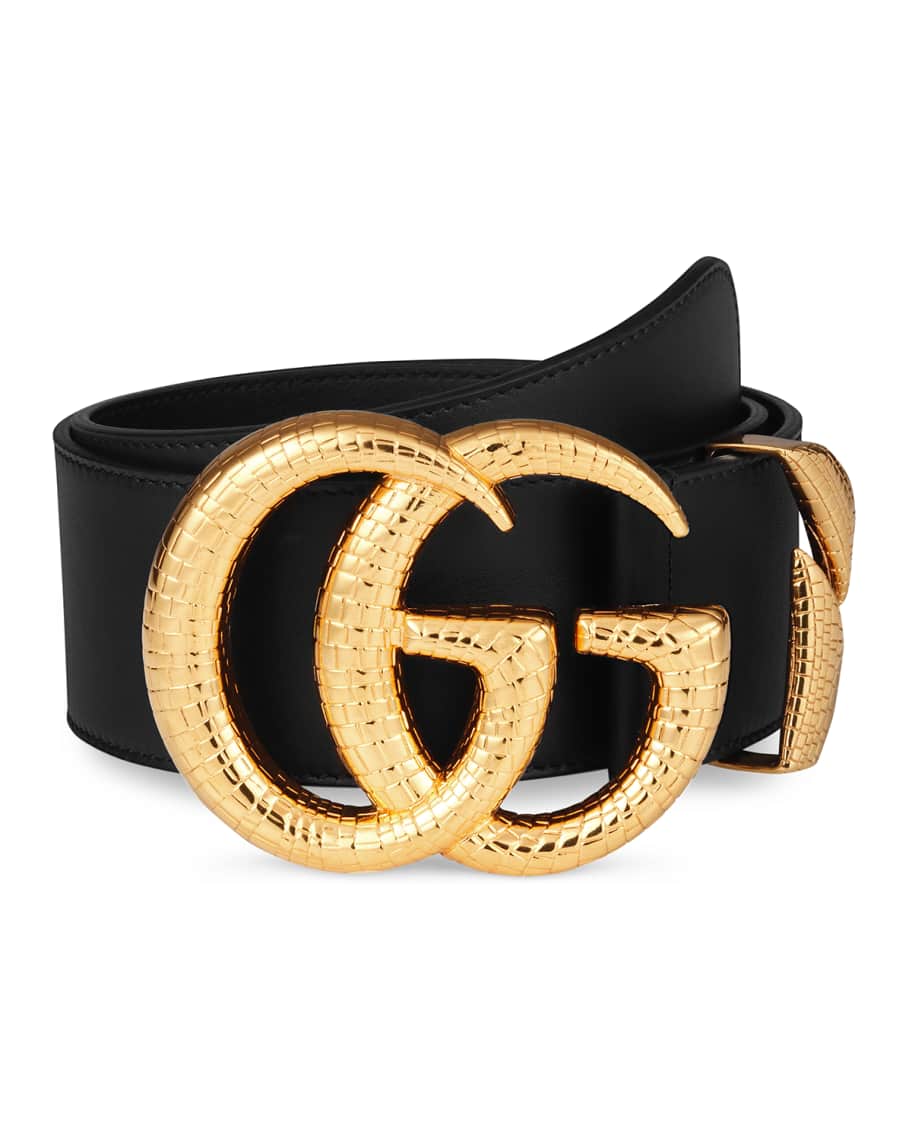 Gucci Smooth Leather Belt w/ Double G Buckle | Neiman Marcus