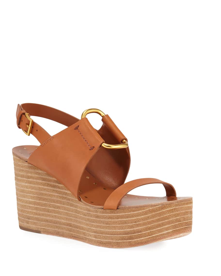 Tory Burch Ravello Slingback Leather Platform Sandals Neiman Marcus