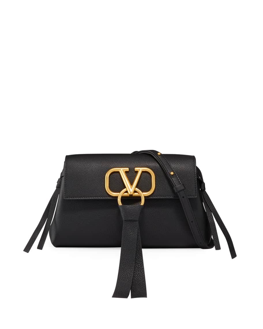 Valentino Garavani V-Ring Small Leather Clutch Bag