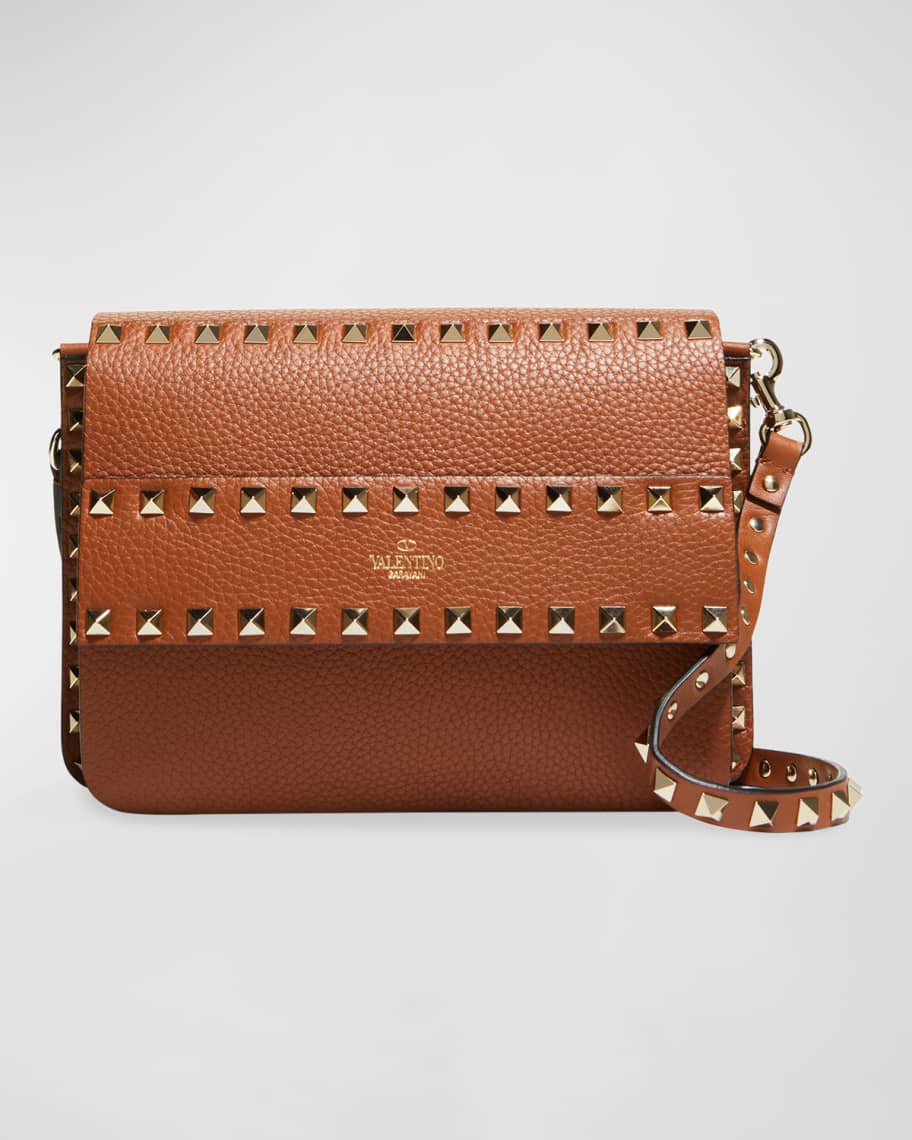 Small rockstud metallic grainy leather crossbody bag Clearance