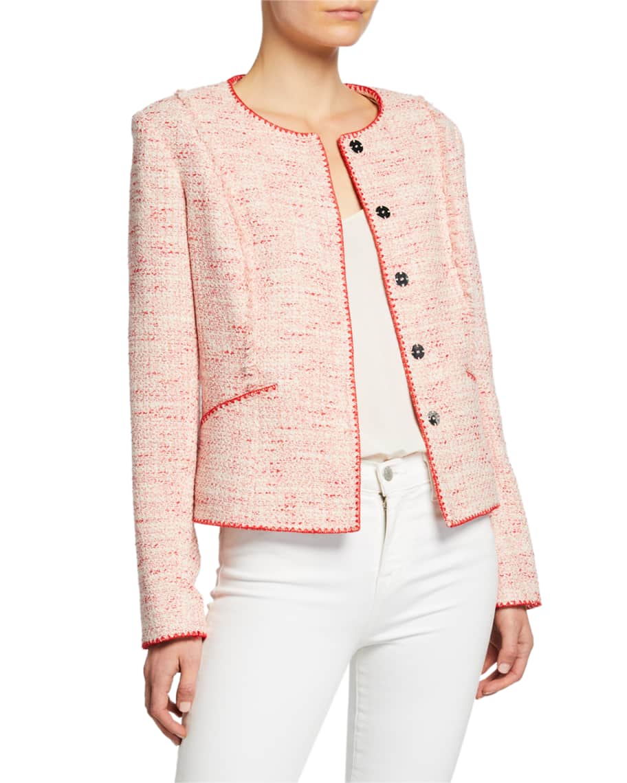 Elie Tahari Alianna Button-Front Tweed Jacket | Neiman Marcus