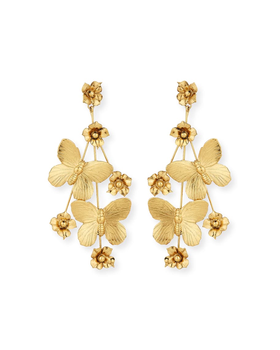 Jennifer Behr Flower & Butterfly Statement Earrings | Neiman Marcus