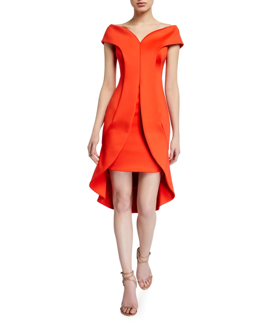 Image 1 of 2: Anderson Off-the-Shoulder Short-Sleeve Sheath Dress