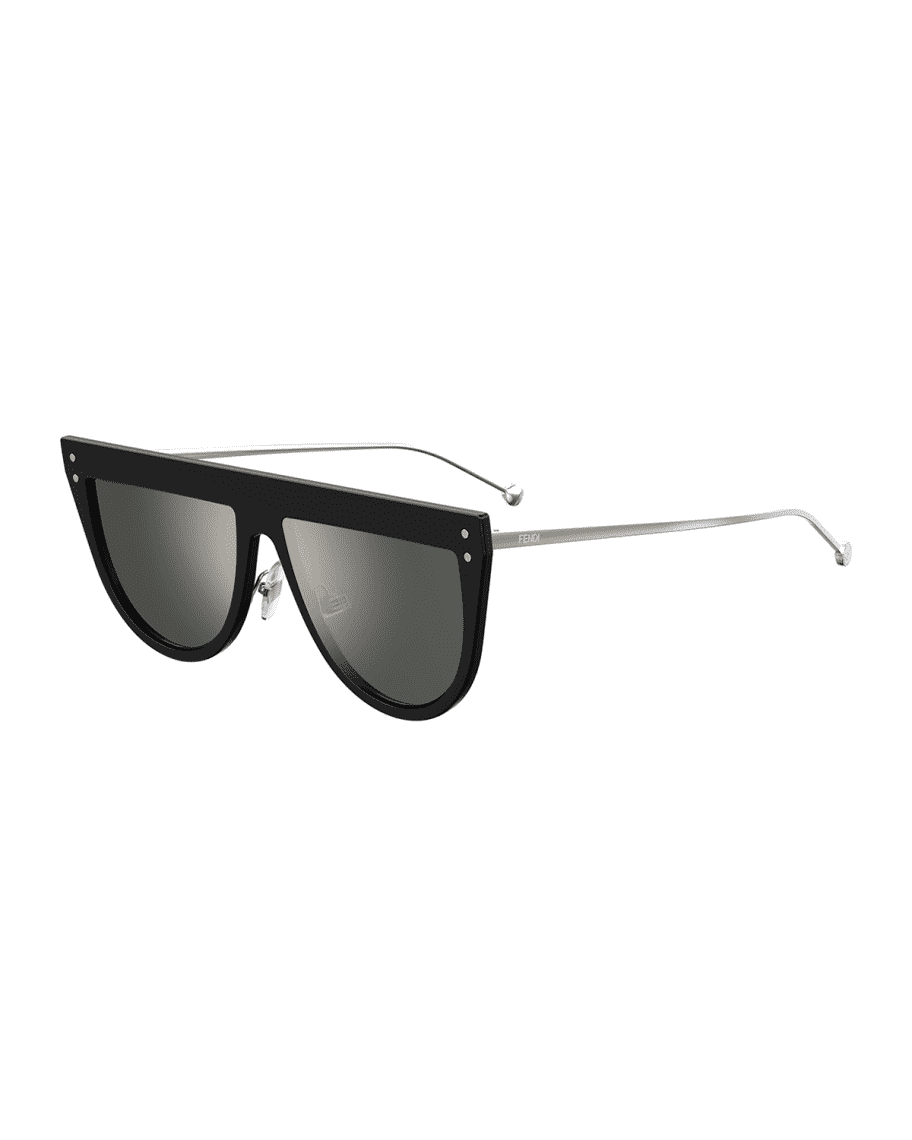 Fendi Flat Top Mirrored Shield Sunglasses Neiman Marcus