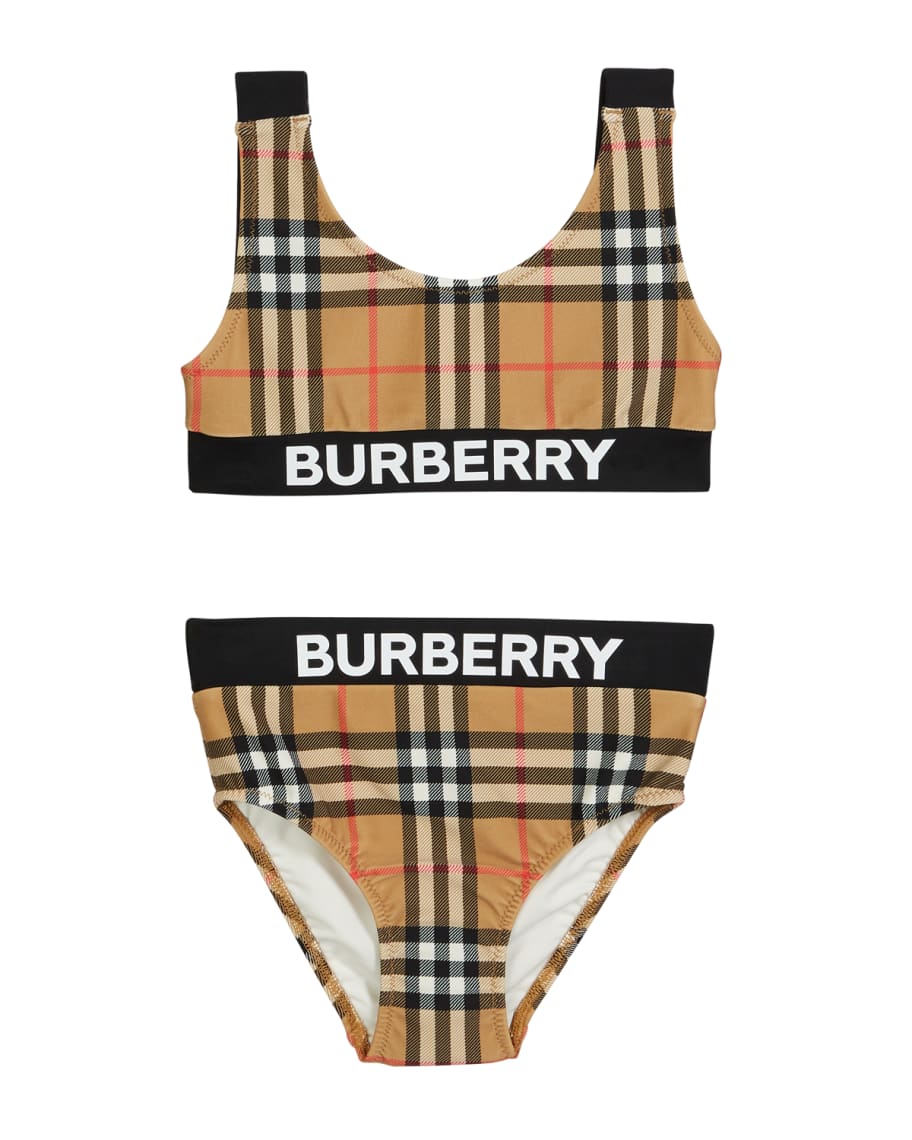 Burberry Liana Check High-Waist Two-Piece Swimsuit, Size 3-14 | Neiman ...