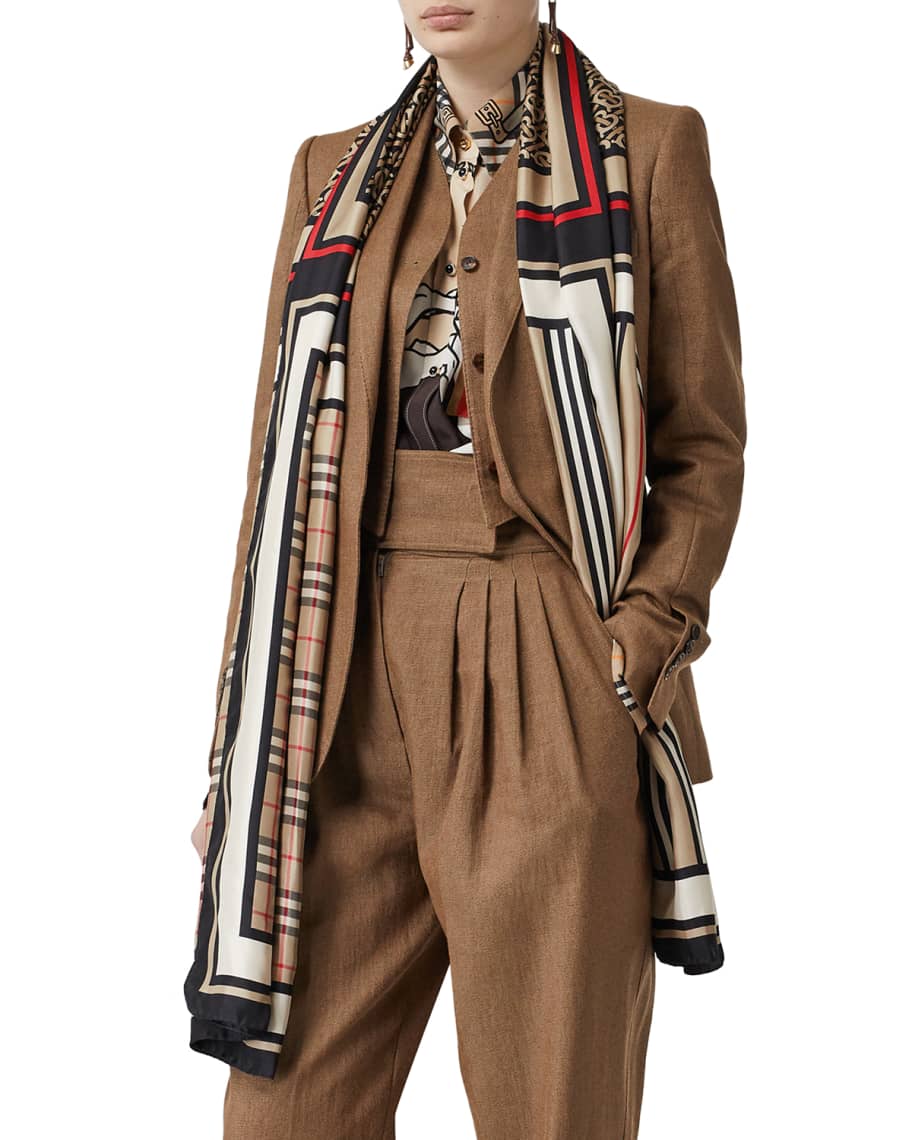 Burberry Monogram, Icon Stripe and Check Mixed Print Silk