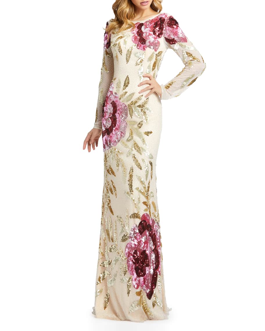 Mac duggal floral sequin gown best sale