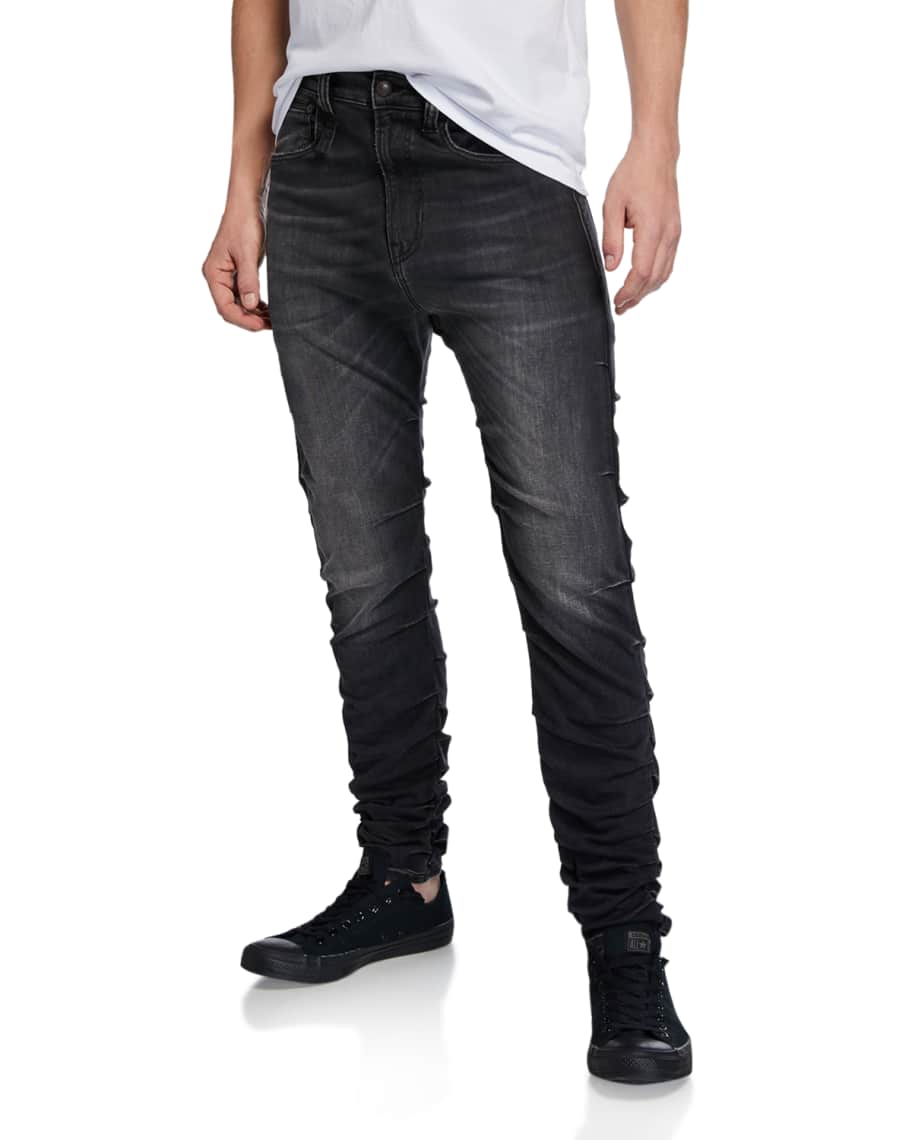 R13 Men's Gathered Skinny Jeans | Neiman Marcus