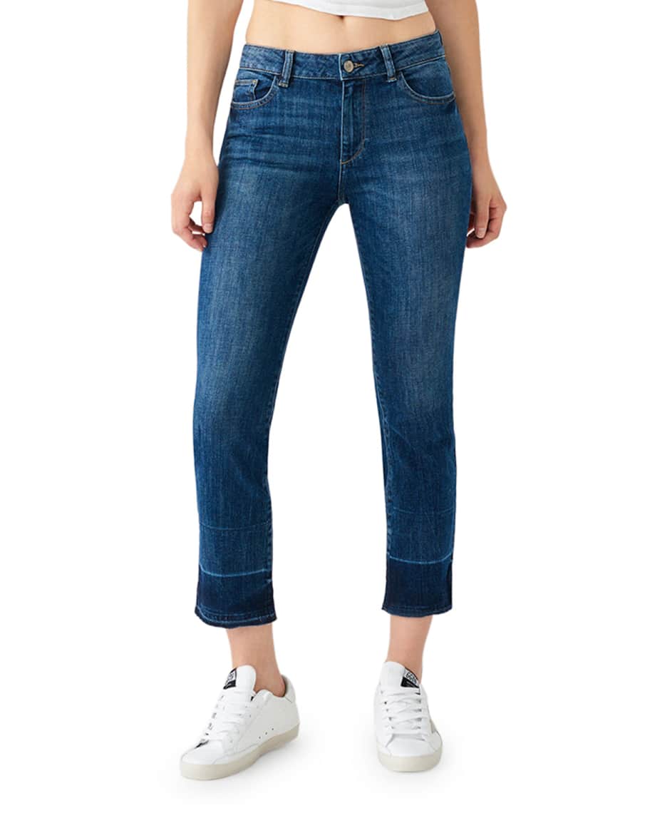 DL1961 Premium Denim Mara Ankle Mid-Rise Straight Jeans w/ Released Hem ...