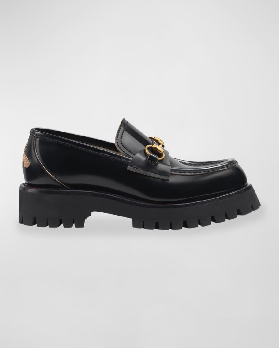 Gucci Harald Leather Lug-Sole Loafers | Neiman Marcus