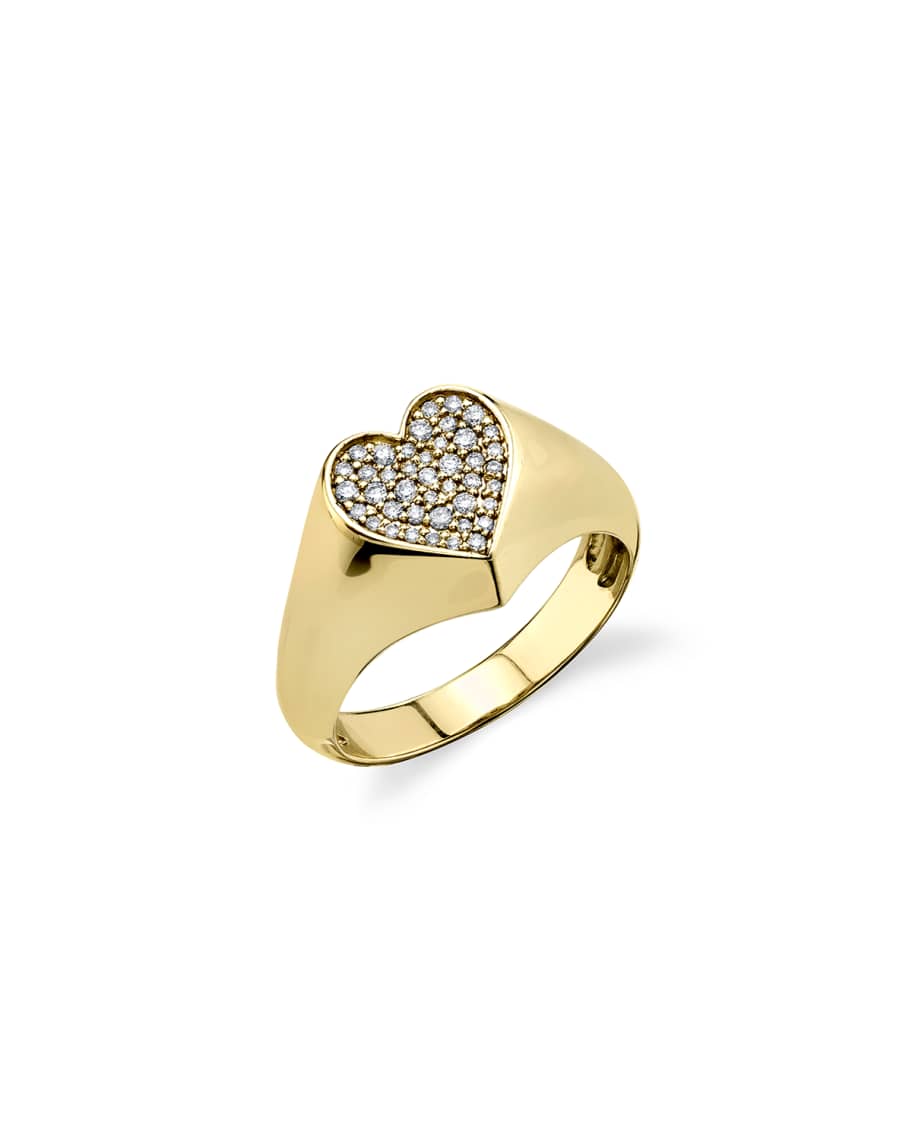 Sydney Evan 14k Small Diamond Heart Signet Ring, Size 6.5 | Neiman Marcus