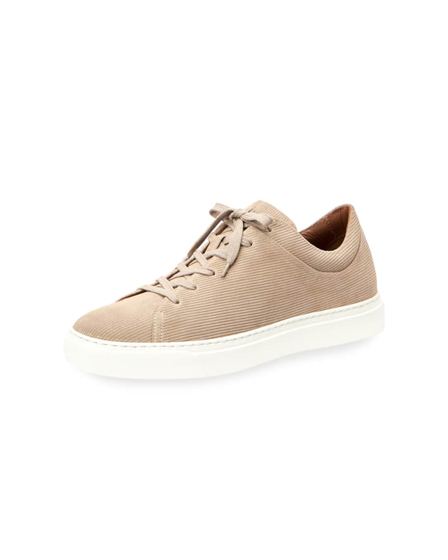 Aquatalia Men's Alaric Corduroy Suede Low-Top Sneakers Neiman Marcus