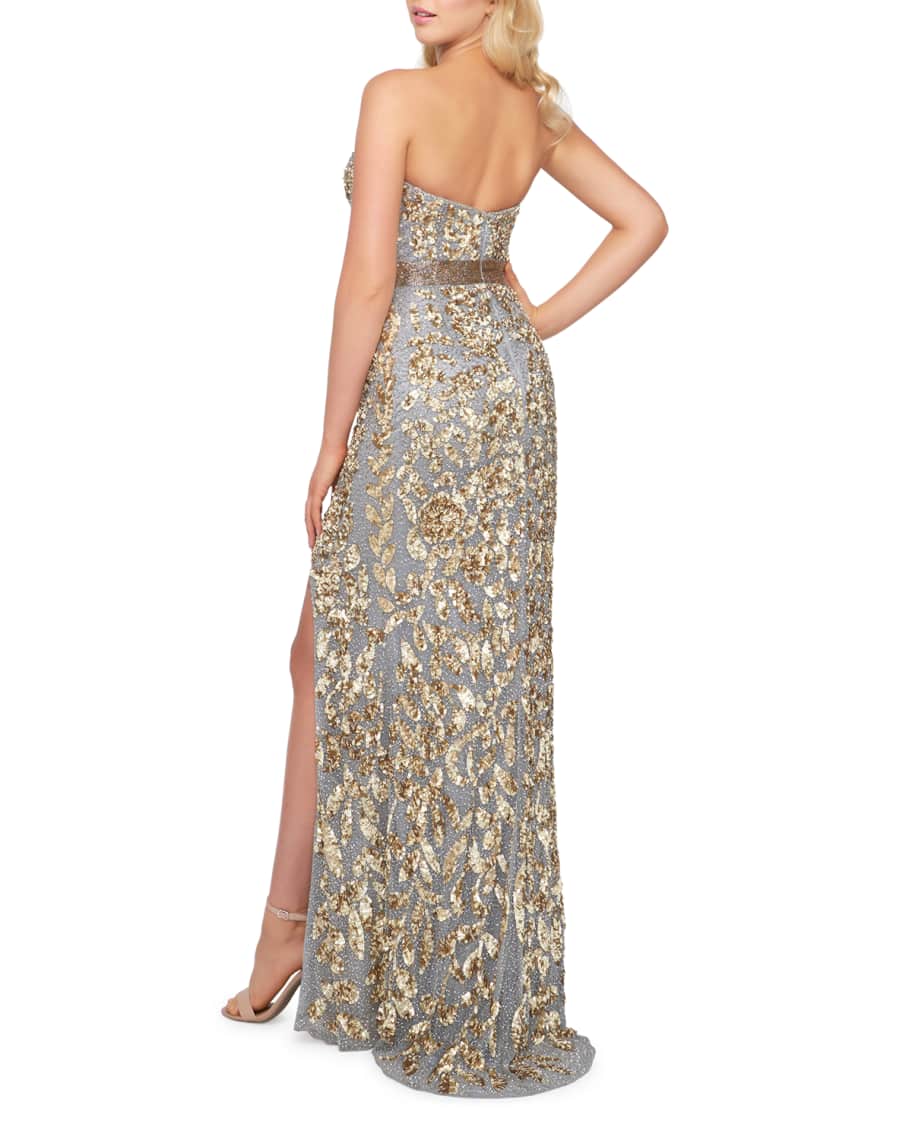 sequin leaf mermaid gown mac duggal