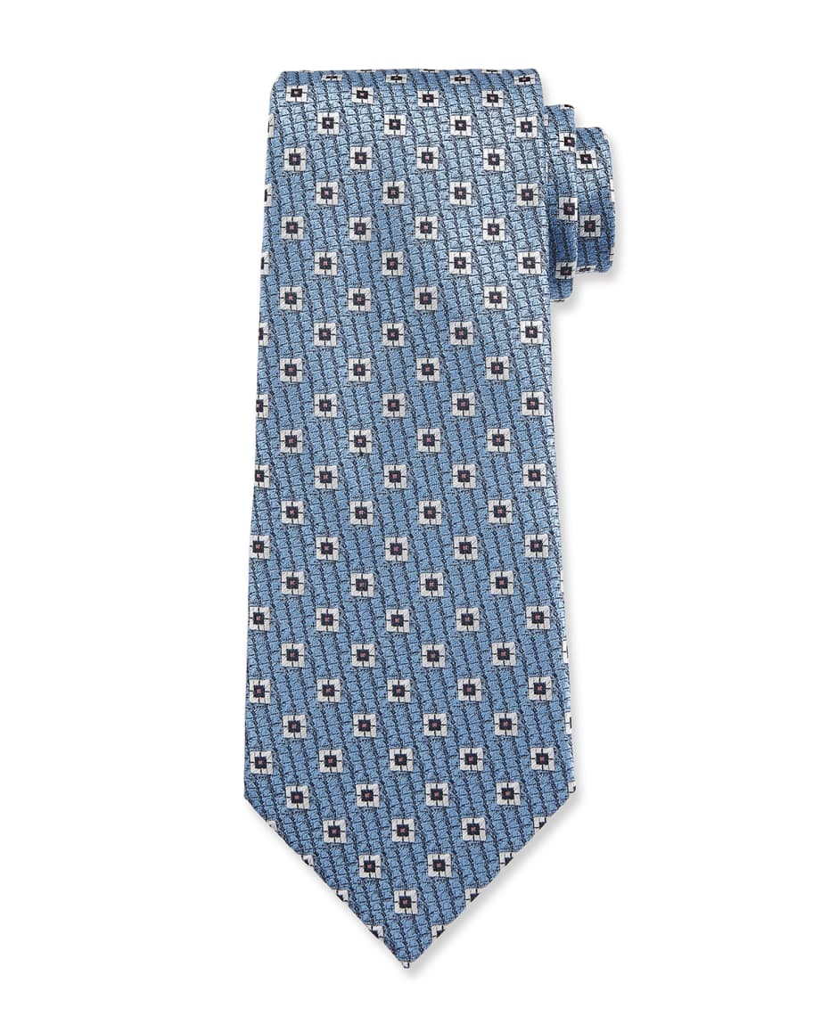 ZEGNA Men's Spaced Squares Silk Tie | Neiman Marcus