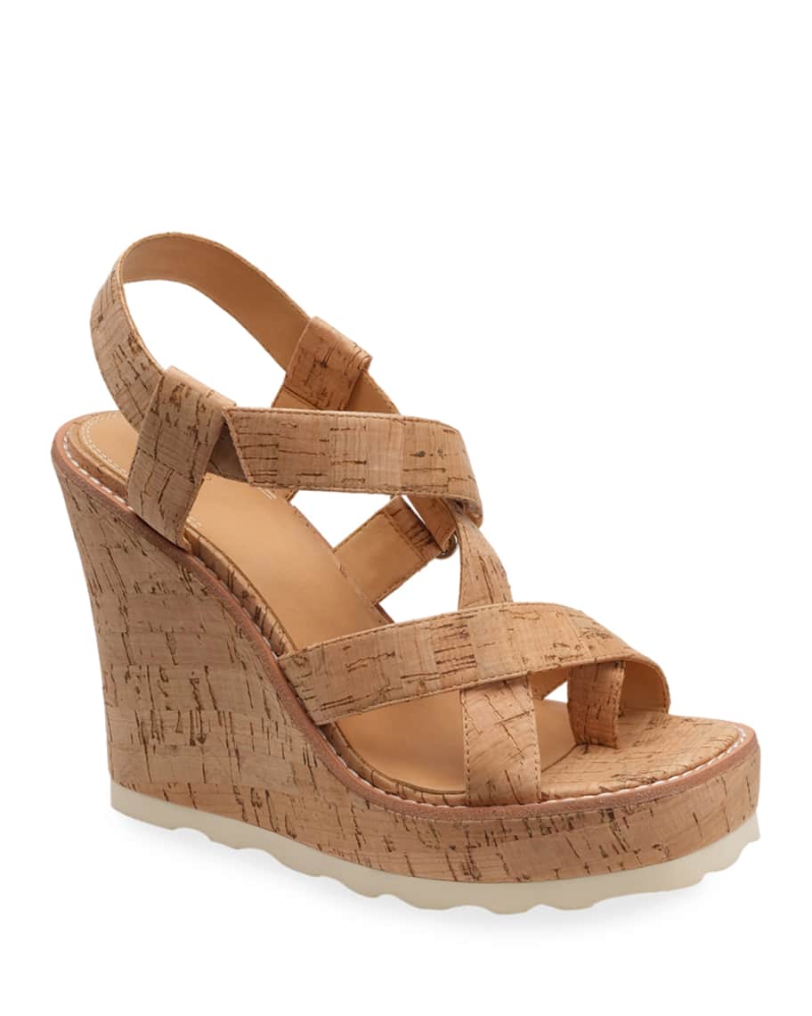 Bill Blass Rae Cork Wedge Sandals Neiman Marcus