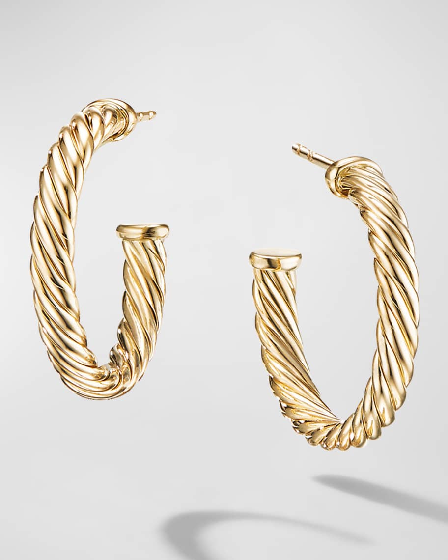 David Yurman Cablespira Hoop Earrings in 18K Gold, 0.75