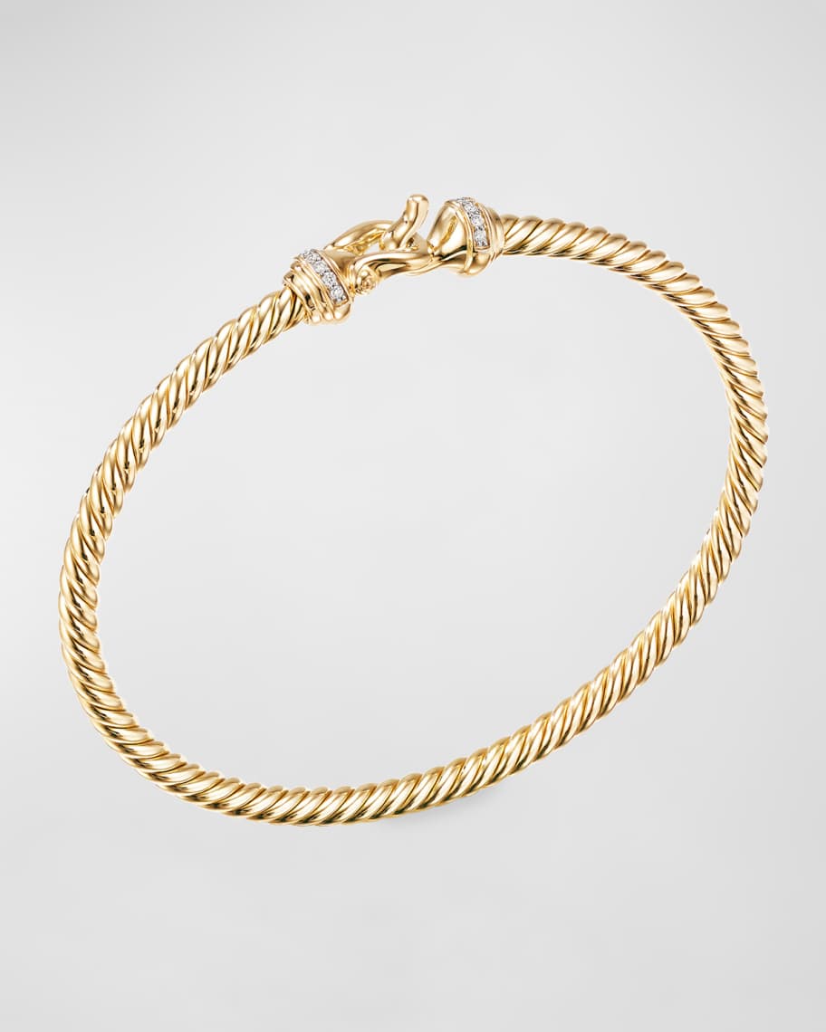 David Yurman 18k Buckle Bracelet w/ Diamonds, Large | Neiman Marcus