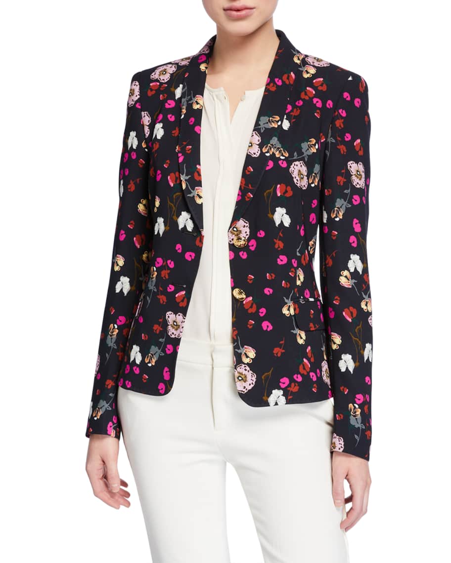Escada Brikenab Floral-Print Jersey Blazer Jacket | Neiman Marcus