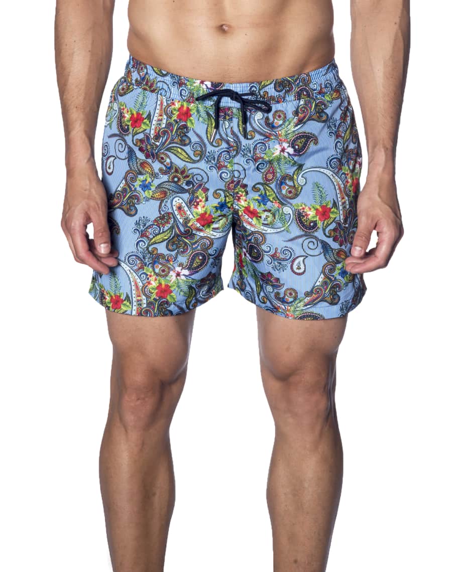 Jared Lang Men s Paisley Print Swim Trunks Neiman Marcus