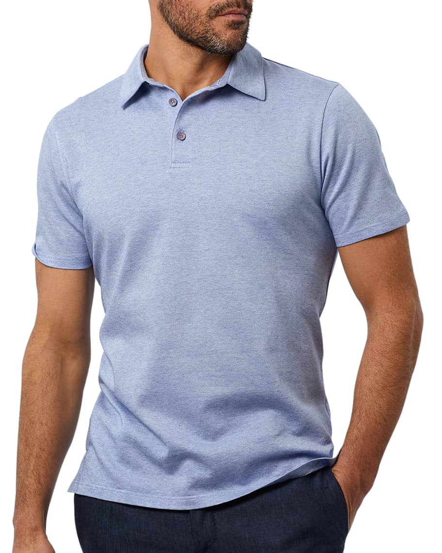 David Donahue Men's Jaspe Heathered-Knit Polo Shirt | Neiman Marcus