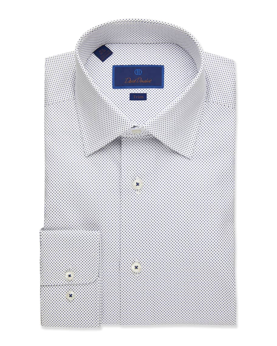 David Donahue Men's Trim-Fit Dot-Pattern Dress Shirt | Neiman Marcus