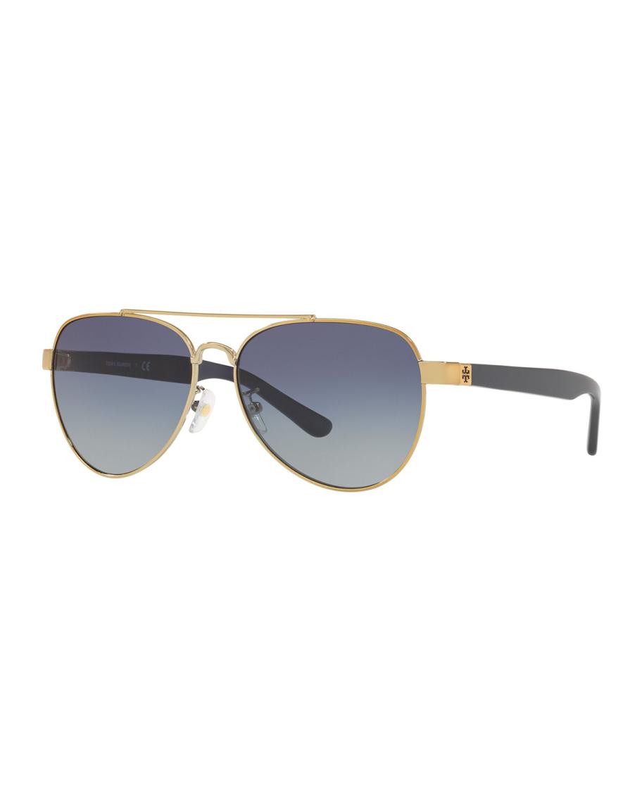 Tory Burch Polarized Metal Aviator Sunglasses | Neiman Marcus