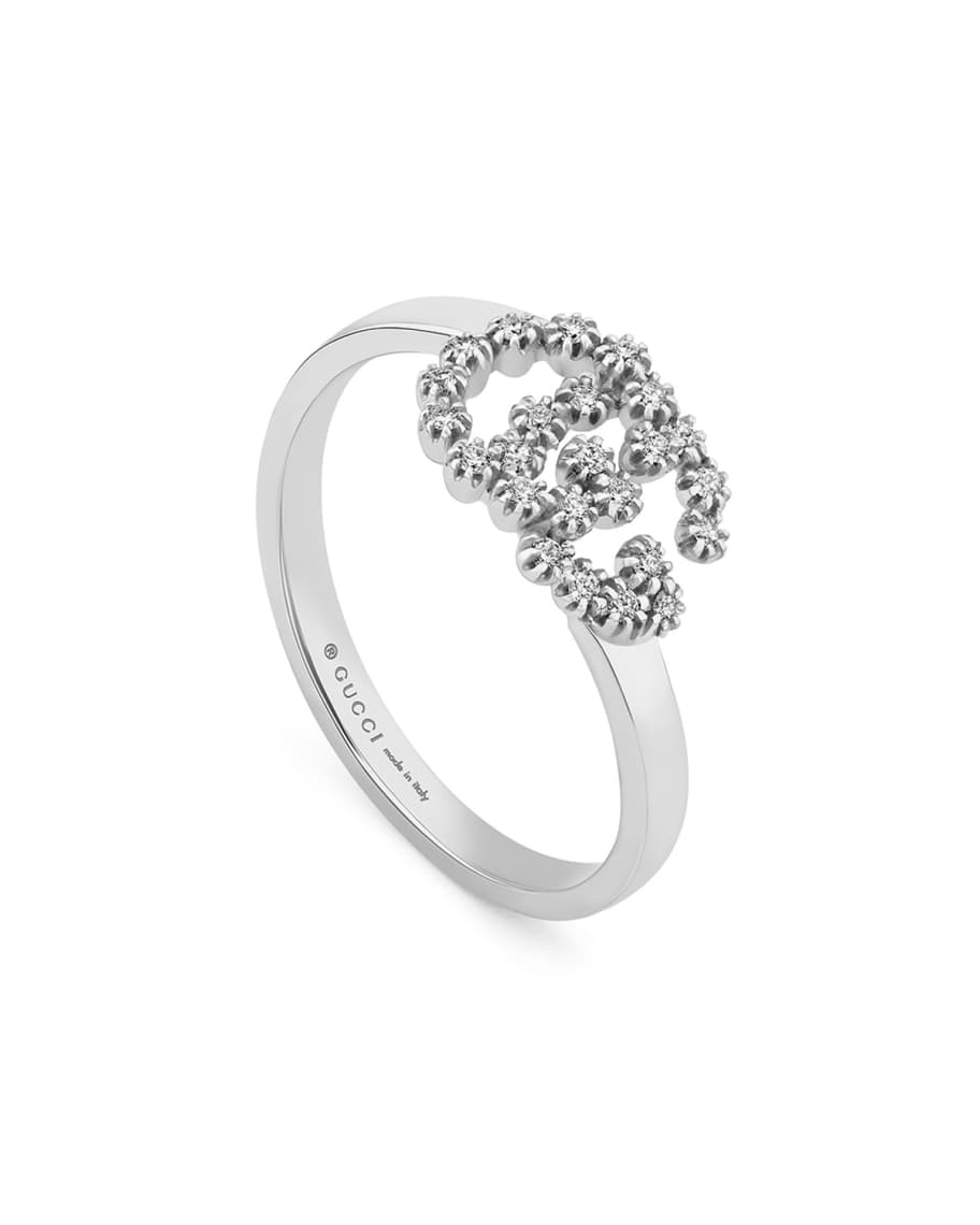 Gucci GG Running 18k White Gold Diamond Ring, Size 6.75 | Neiman Marcus