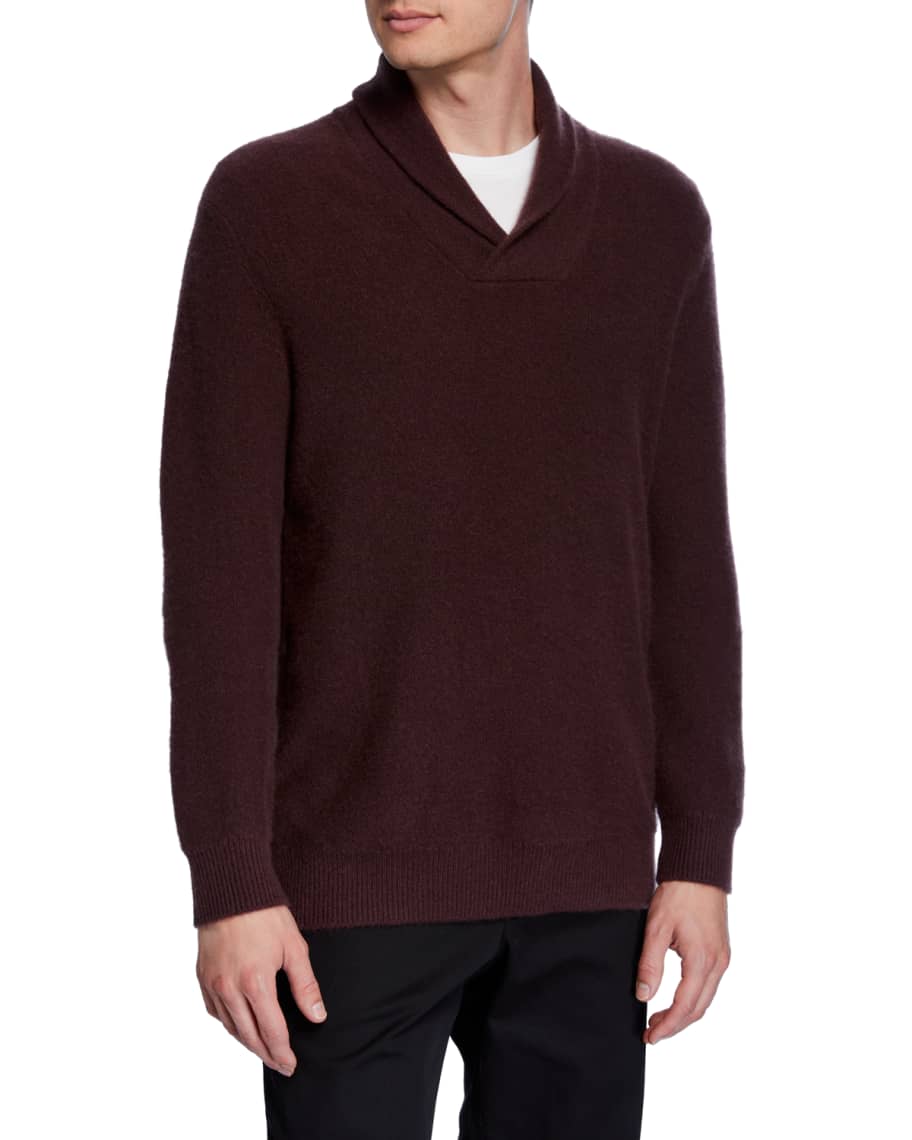 Vince Men's Cashmere Shawl Collar Popover Sweater Neiman Marcus