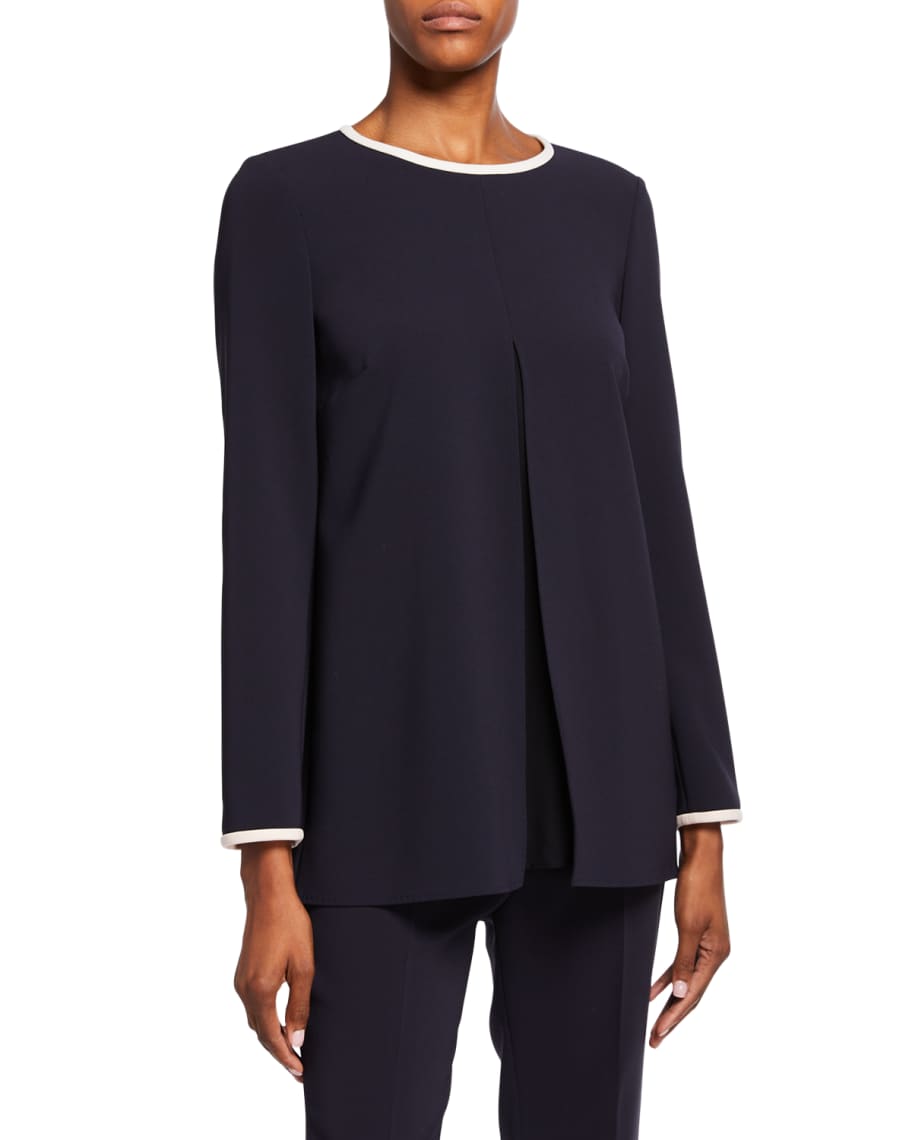 Max Mara Contrast-Tipped Cady Tunic | Neiman Marcus