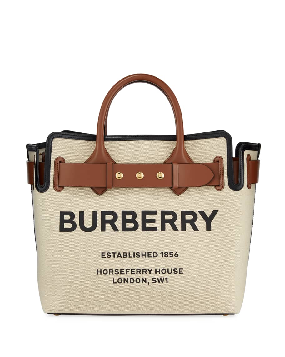 Burberry Horseferry Print Canvas LeatherBelted Medium Tote Bag